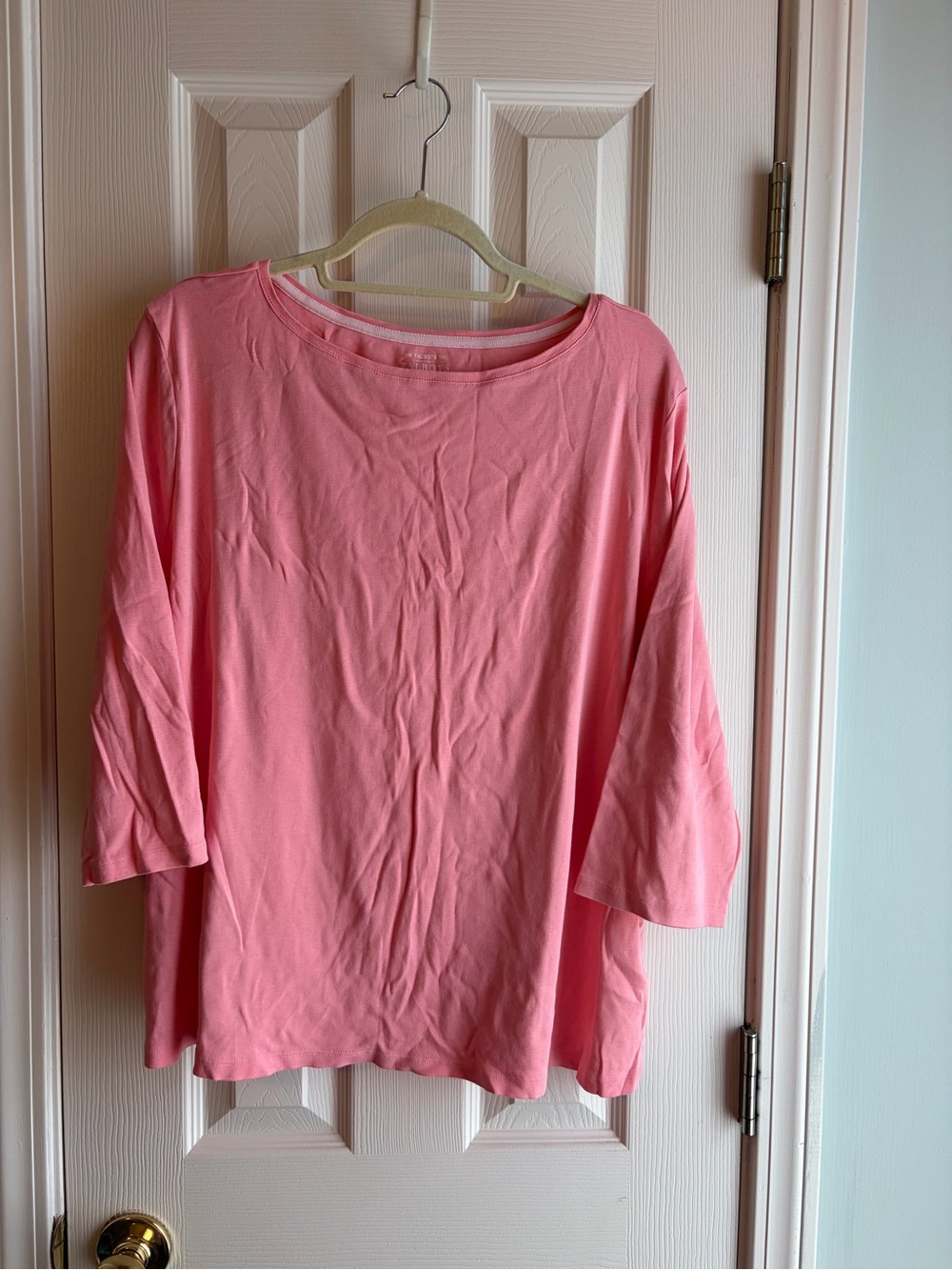Talbots Pink Boatneck Three-Quarter Sleeve Top